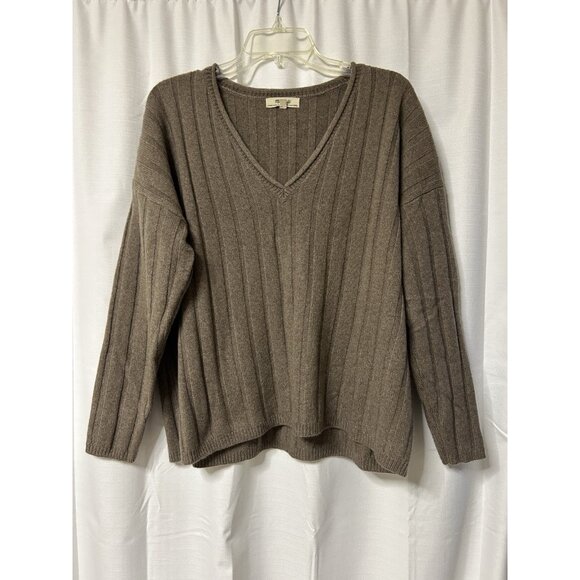 Madewell Sweaters - Madewell Sweater Womens Brown V Neck Recycled Cashmere Wool Ribbed Pullover S